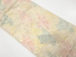 引箔　風景模様織り出し　名古屋帯